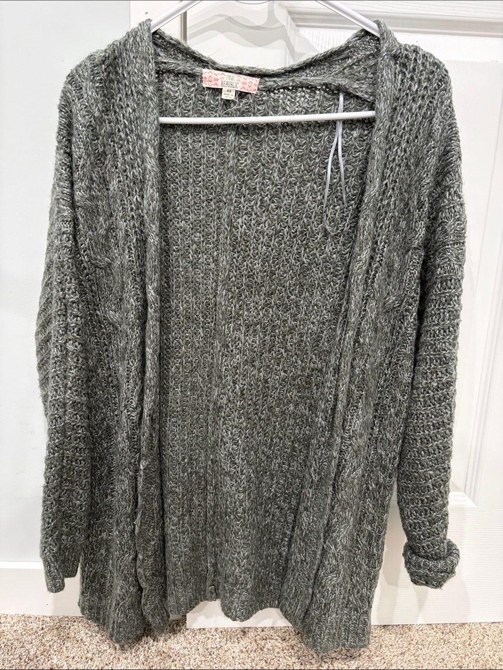 Pink Republic Open-Front Gray Knit Cardigan